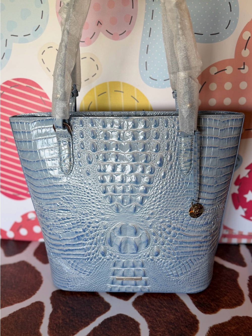 BRAHMIN EZRA HEAVENLY BLUE TOTE NWT PRETTY EYE PLACEMENT - Picture 3 of 12
